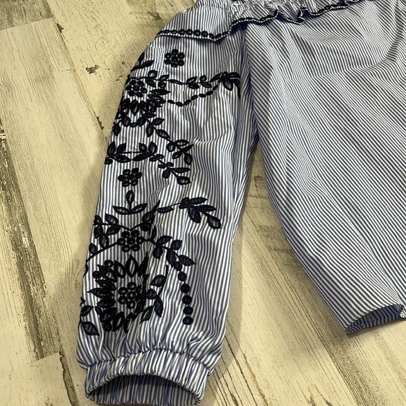 Parker Sammy Embroidered Cold Shoulder Stripe Blouse Size Small - Picture 5 of 11